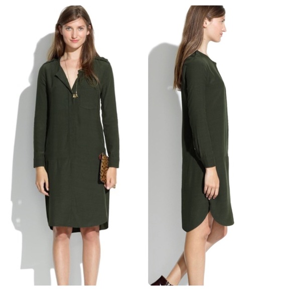 Madewell Long Sleeve Green Tunic Dress - Picture 1 of 8
